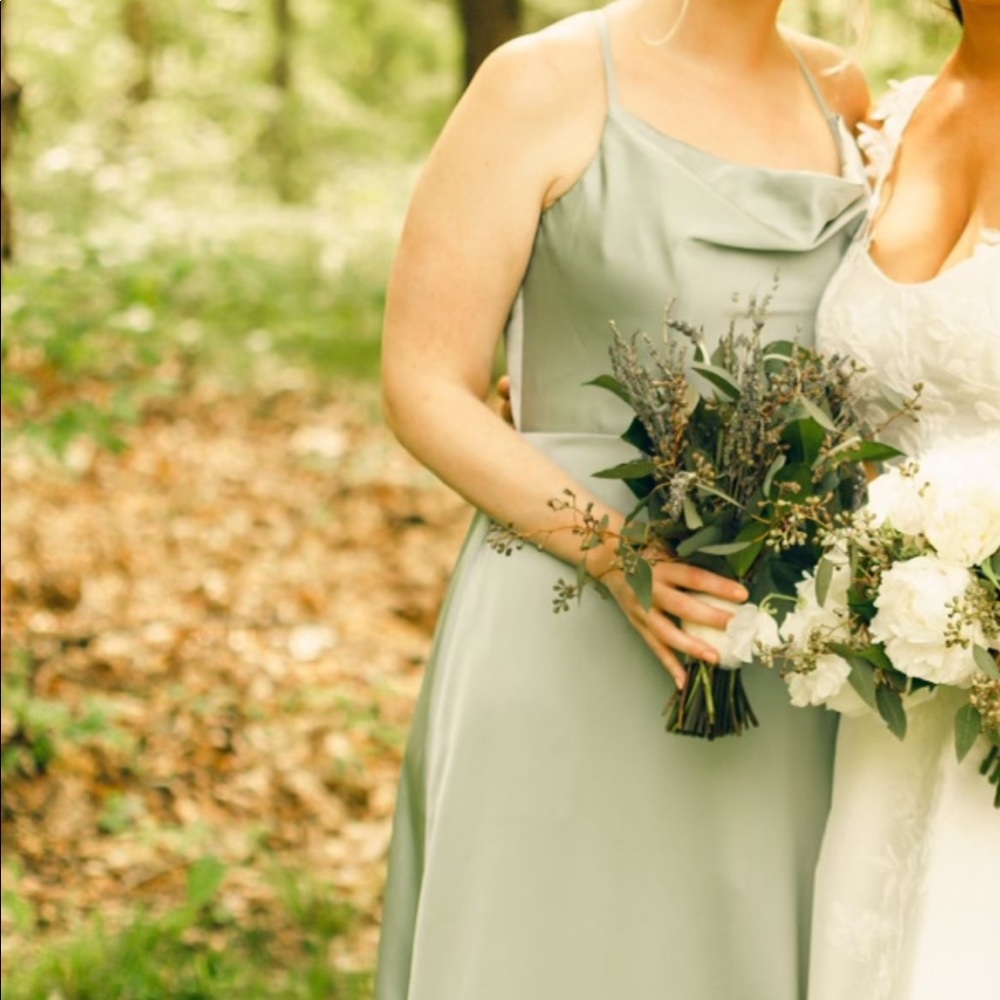 Azazie satin Sage Green Bridesmaid Dress